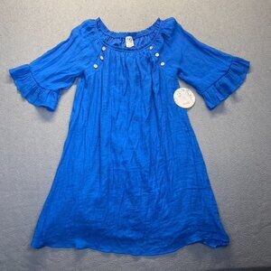 Anthropologie NAÏF Rayon Blend Shift Dress Lined Boat Neck Raglan Sleeve Blue M